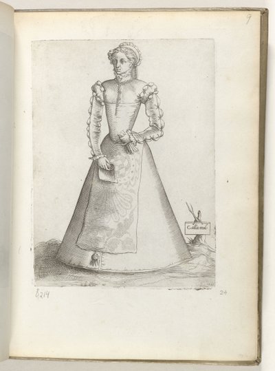 Galla Woman (title on object: Galla mul(ier)) A Married Woman from France, Dressed in the Fashion of ca. 1550 (series title: Diversarum gentium nostrae aetatis habitus) by Enea Vico