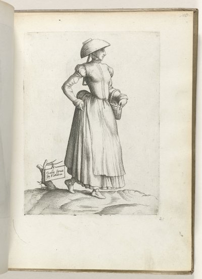 Flemish Maid, Dressed According to the Fashion of ca. 1550 by Enea Vico