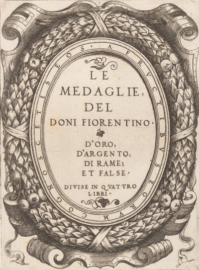 Title plate: Le Medaglie del Doni Fiorentino by Enea Vico