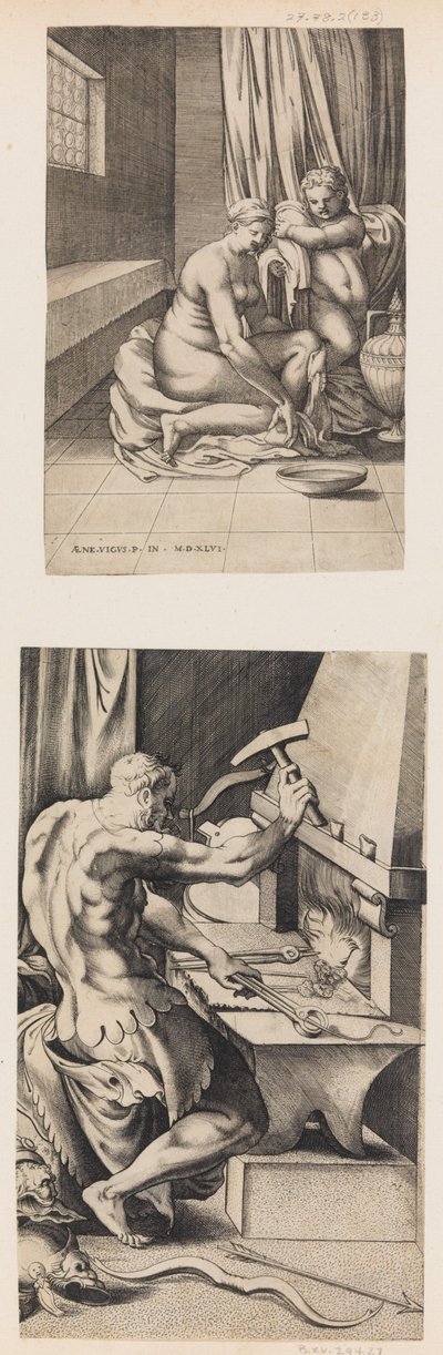Venus at her Toilette, and Vulcan Working at His Forge by Enea Vico