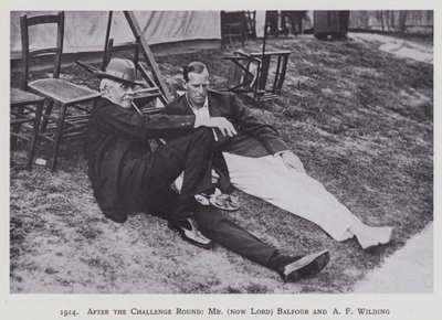 1914, After the Challenge Round, Mr (now Lord) Balfour and A F Wilding by English Photographer