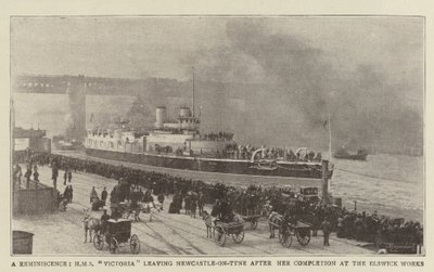 A Reminiscence, HMS Victoria leaving Newcastle-on-Tyne after her Completion at the Elswick Works by English Photographer