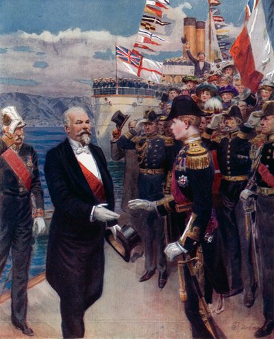 A Visit of the French President. The Official Reception by HRH The Prince of Wales at Portsmouth by English Photographer