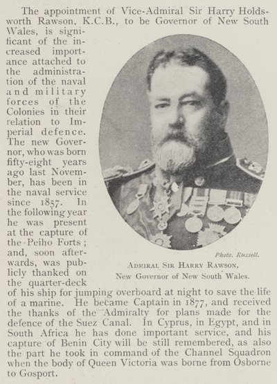 Admiral Sir Harry Rawson, New Governor of New South Wales by English Photographer