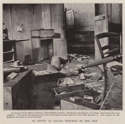 An Office at Galata wrecked by the Mob by English Photographer