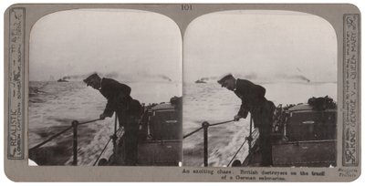An exciting chase. British destroyers on the track of a German submarine by English Photographer
