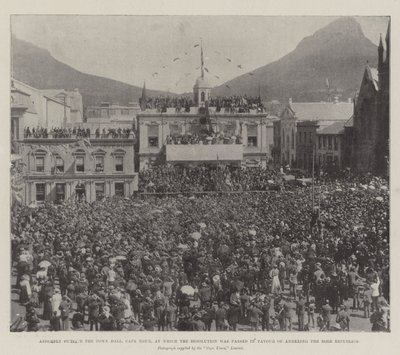 Assembly outside the Town Hall, Cape Town, at which the Resolution was passed in Favour of Annexing the Boer Republics by English Photographer