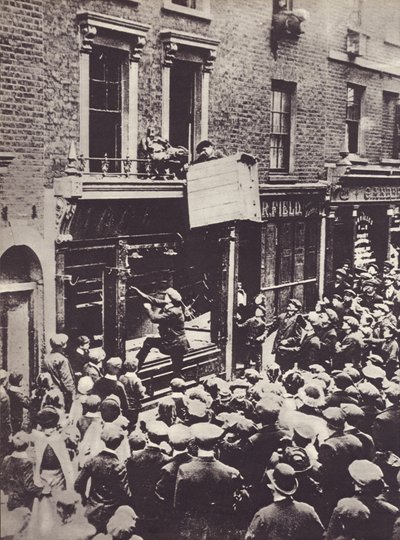 Attack on German shop in London, c.1914 by English Photographer