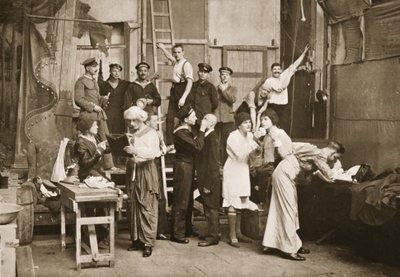 Behind the Scenes: Preparing for Amateur Theatricals, Handforth, illustration from German Prisoners in Great Britain by English Photographer