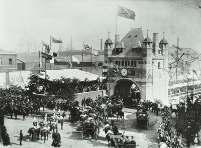 Blackwall Tunnel: Horse-Drawn Carriages Pass Through the Entrance Ceremonial Opening of the Tunnel, 1897 by English Photographer