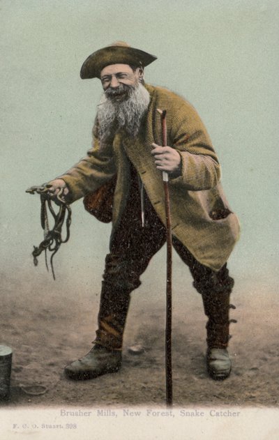 Brusher Mills, snake catcher of the New Forest by English Photographer