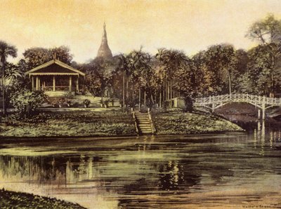 Burmah / Myanmar: The Pagoda from the Cantonment Gardens by English Photographer