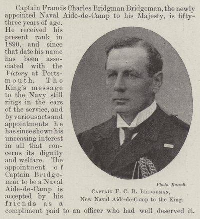 Captain F C B Bridgeman, New Naval Aide-de-Camp to the King by English Photographer