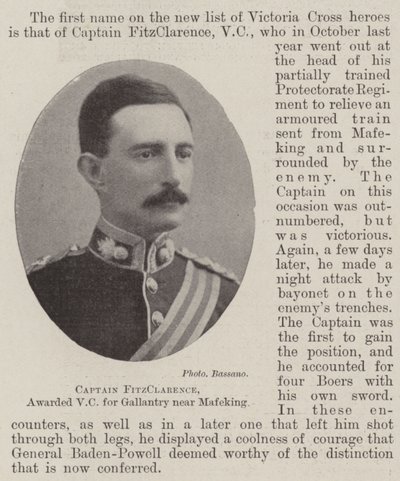 Captain FitzClarence, awarded VC for Gallantry near Mafeking by English Photographer