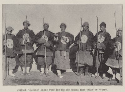 Chinese Policemen Armed with the Hooked Spears They Carry on Parade by English Photographer