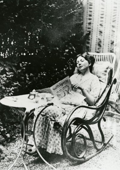 Christabel Pankhurst (1881-1969) Reading a Copy of The Suffragette c.1905-14 by English Photographer