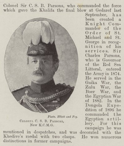 Colonel C S B Parsons, New KCMG by English Photographer