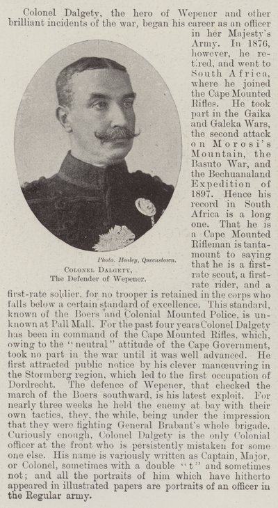 Colonel Dalgety, the Defender of Wepener by English Photographer
