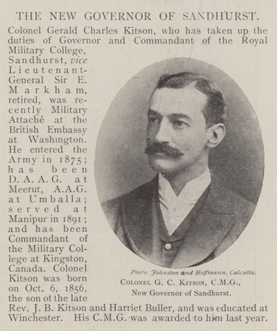 Colonel G C Kitson, CMG, New Governor of Sandhurst by English Photographer