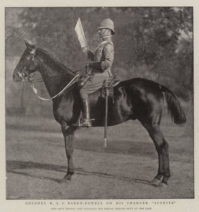 Colonel R S S Baden-Powell on his Charger Aconite by English Photographer