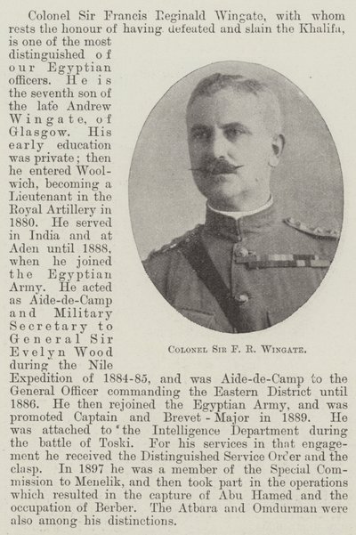 Colonel Sir F R Wingate by English Photographer