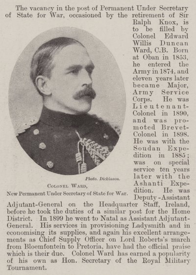 Colonel Ward, New Permanent Under Secretary of State for War by English Photographer
