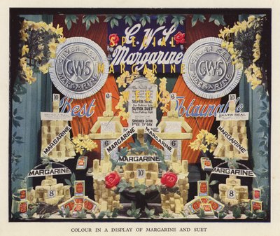 Colour in a display of margarine and suet by English Photographer