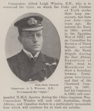Commodore A L Winsloe, RN, to Command the Ophir by English Photographer