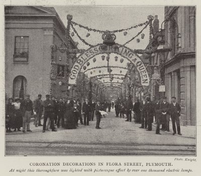 Coronation Decorations in Flora Street, Plymouth by English Photographer