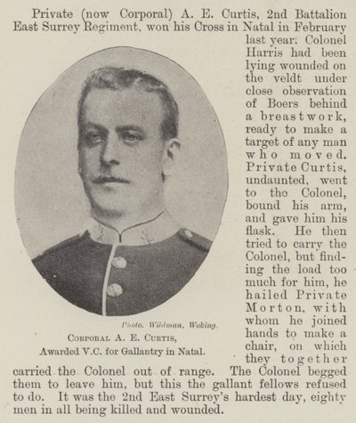 Corporal A E Curtis, awarded VC for Gallantry in Natal by English Photographer
