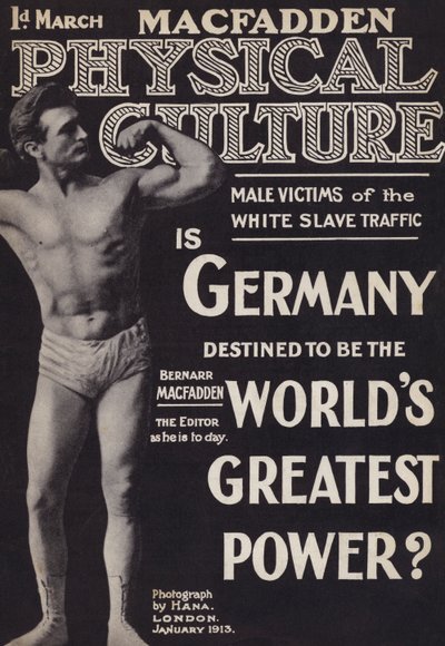Cover of Physical Culture magazine, January 1913 by English Photographer