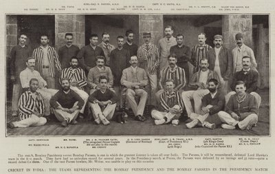 Cricket in India, the Teams representing the Bombay Presidency and the Bombay Parsees in the Presidency Match by English Photographer