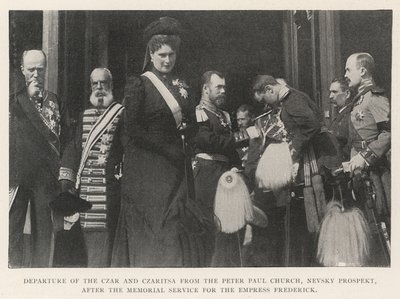 Departure of the Czar and Czaritsa from the Peter Paul Church, Nevsky Prospect, after the Memorial Service for the Empress Frederick by English Photographer