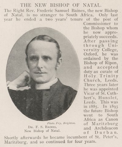 Dr F S Baines, New Bishop of Natal by English Photographer