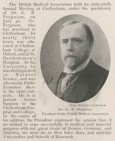 Dr G B Ferguson, President of the British Medical Association by English Photographer