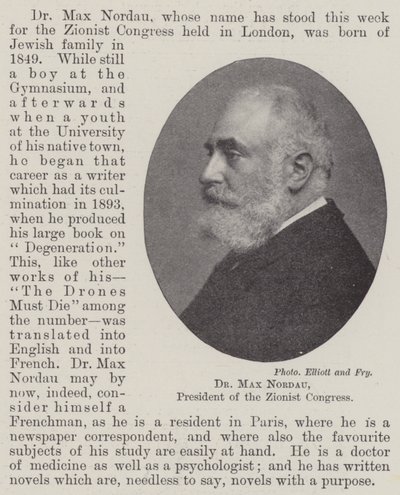 Dr Max Nordau, President of the Zionist Congress by English Photographer