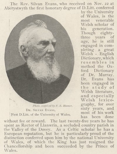 Dr Silvan Evans, First DLitt of the University of Wales by English Photographer