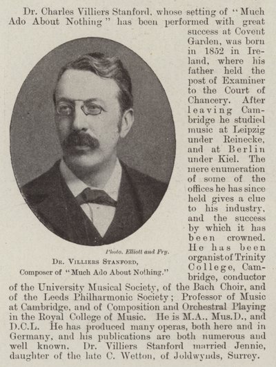 Dr Villiers Stanford, Composer of Much Ado About Nothing by English Photographer