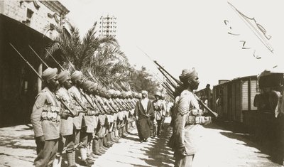 Emir Faisal at Lydda Station, Palestine, with Sir Herbert Samuel by English Photographer