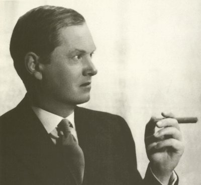 Evelyn Waugh, portrait, smoking cigar by English Photographer