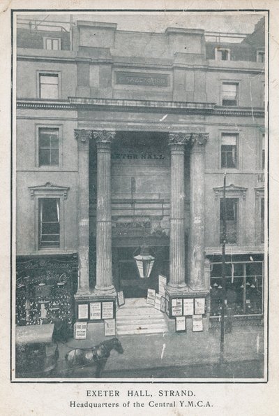 Exeter Hall, Strand, headquarters of the Central YMCA by English Photographer