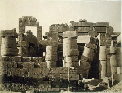 Exterior view of the hypostyle of the great temple at Karnak by English Photographer