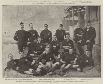 Football at Gibraltar, the 2nd Battalion of the East Lancashire Regiment, Winners of the Governors Cup by English Photographer