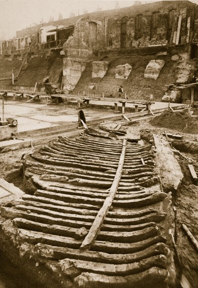 Galley, found on the site of County Hall in 1910 by English Photographer