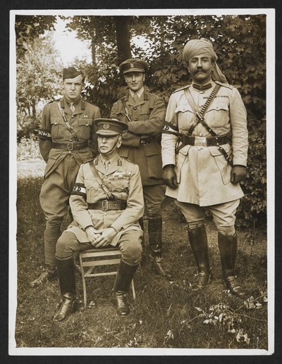 Gen. Sir James Willcocks and His Personal Staff in the Garden at His Headquarters [Merville, France] by English Photographer