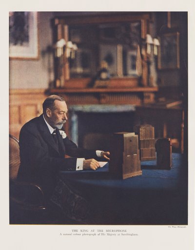George V broadcasting his Christmas Message to the British Commonwealth and Empire by English Photographer