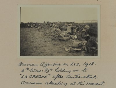 German Offensive on Lys. 1918: 4th, Worc: Rgt. holding on to 
