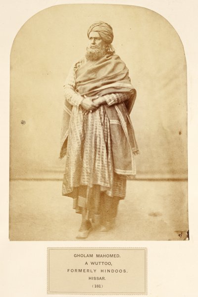 Gholam Mahomed, a Wuttoo, formerly Hindoos, Hissar, from The People of India, by J. Forbes Watson, published 1868 by English Photographer