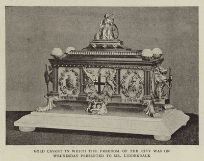 Gold Casket in which the Freedom of the City was presented to Mr Lidderdale by English Photographer