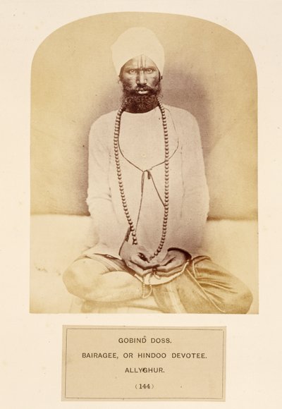 Govind Doss, Bairagee, or Hindoo Devotee, Allyghur, from The People of India, by J. Forbes Watson, published 1868 by English Photographer